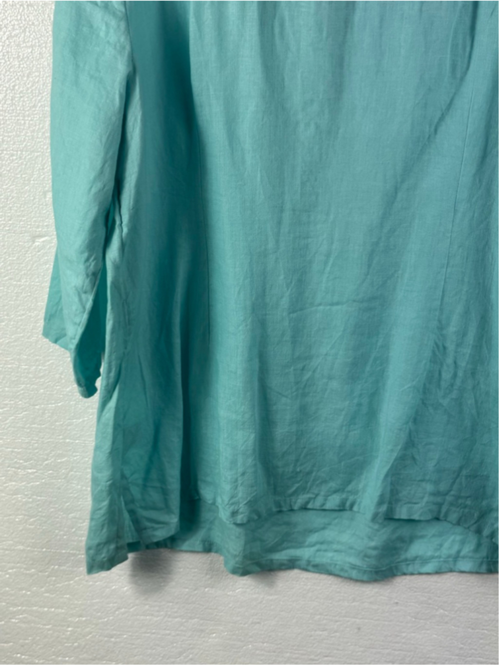 Charter Club aqua blue linen embroidered tunic top - Picture 7 of 9